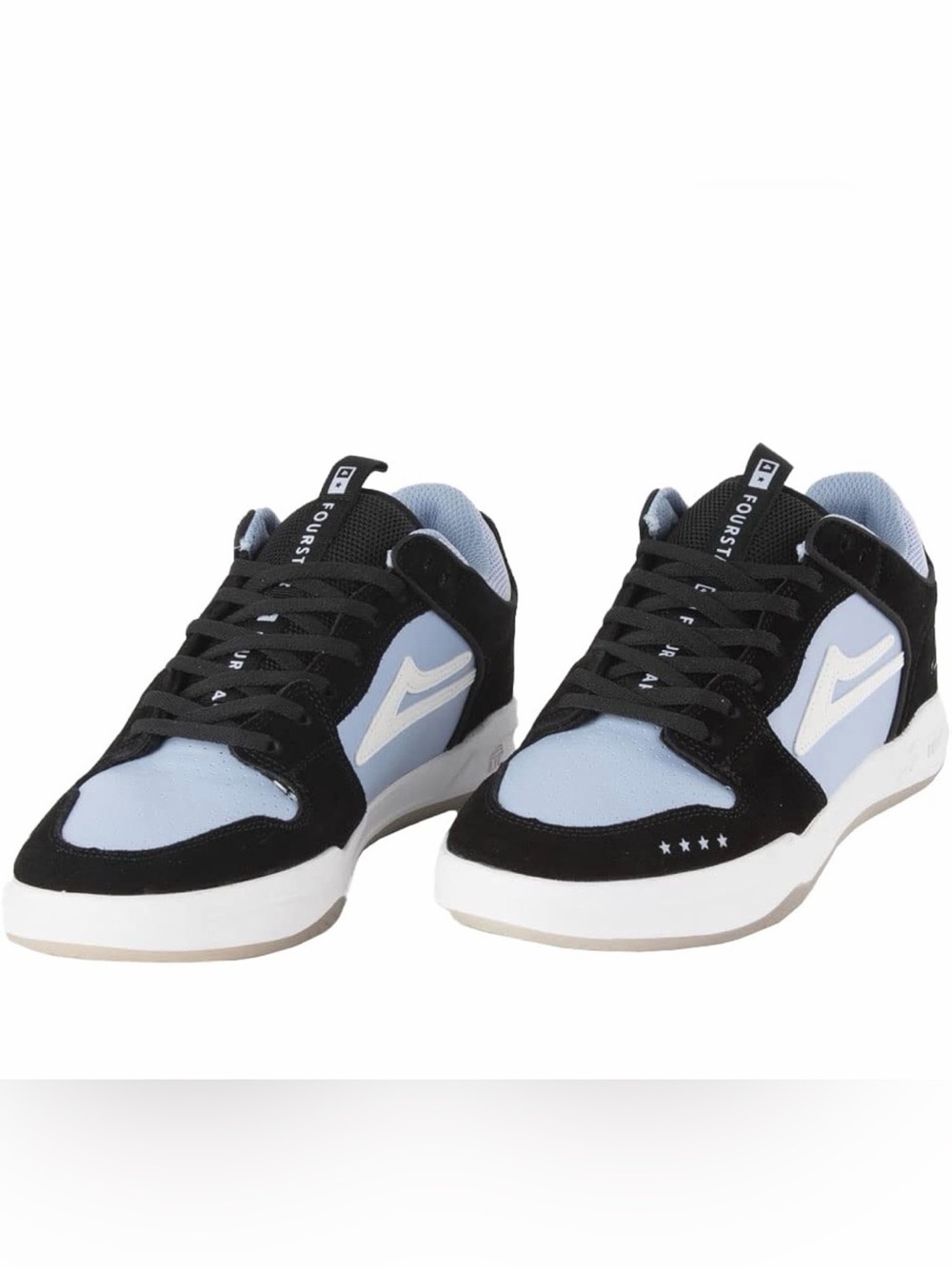 LAKAI Men's Black and Light Blue Low-Top Skate Sneakers